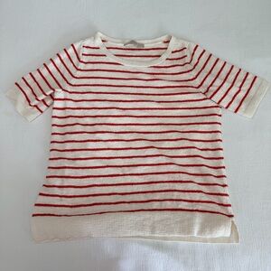 Ann Taylor LOFT Striped Shirt Womens Pullover Short Sleeve L